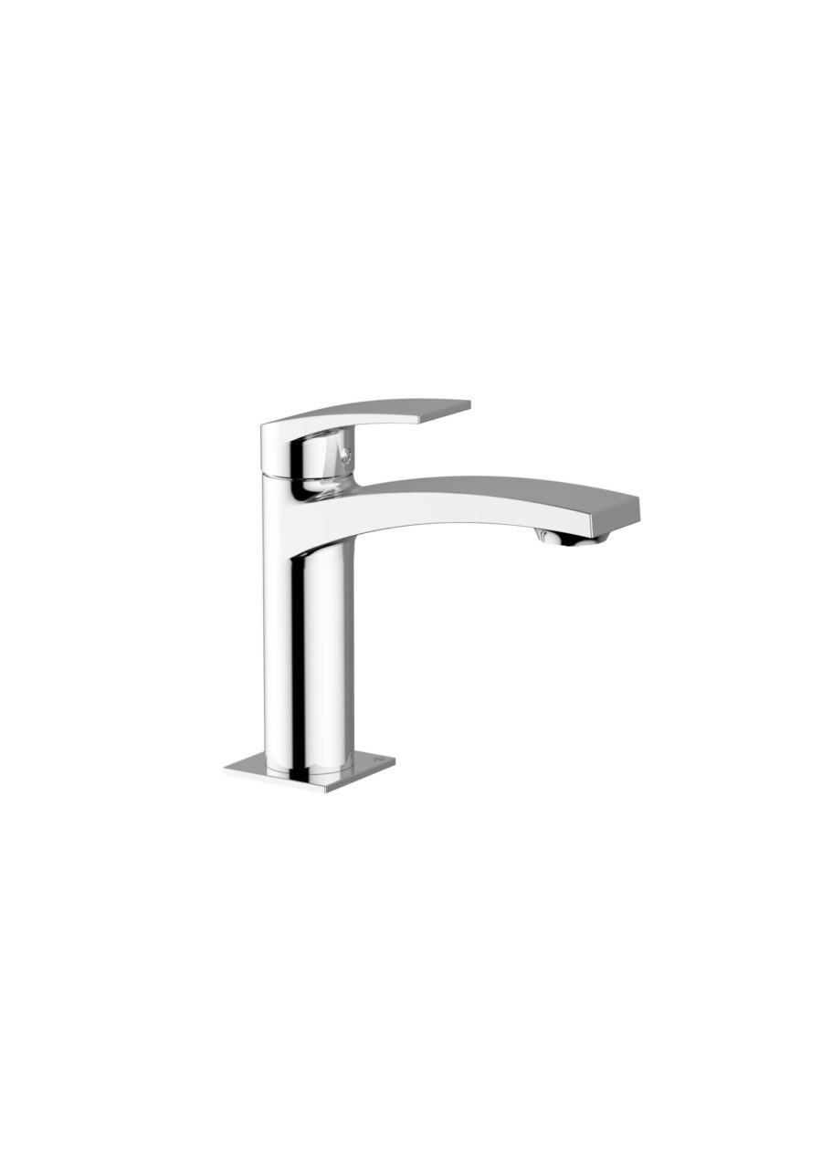 Wash basin mixer with click clack waste
