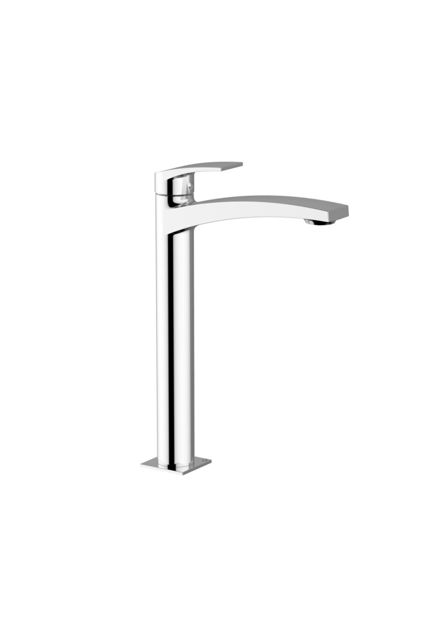 High wash basin mixer with click clack waste